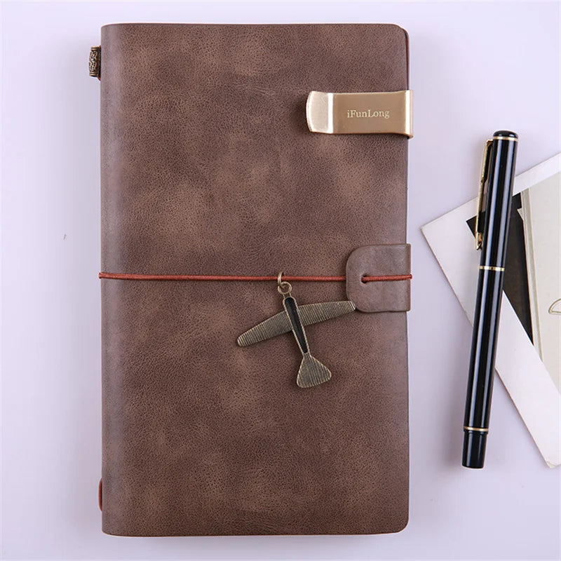 COLIKY A6 Handmade Vintage Leather Notebook Cowhide Travel Diary Journal Planner
