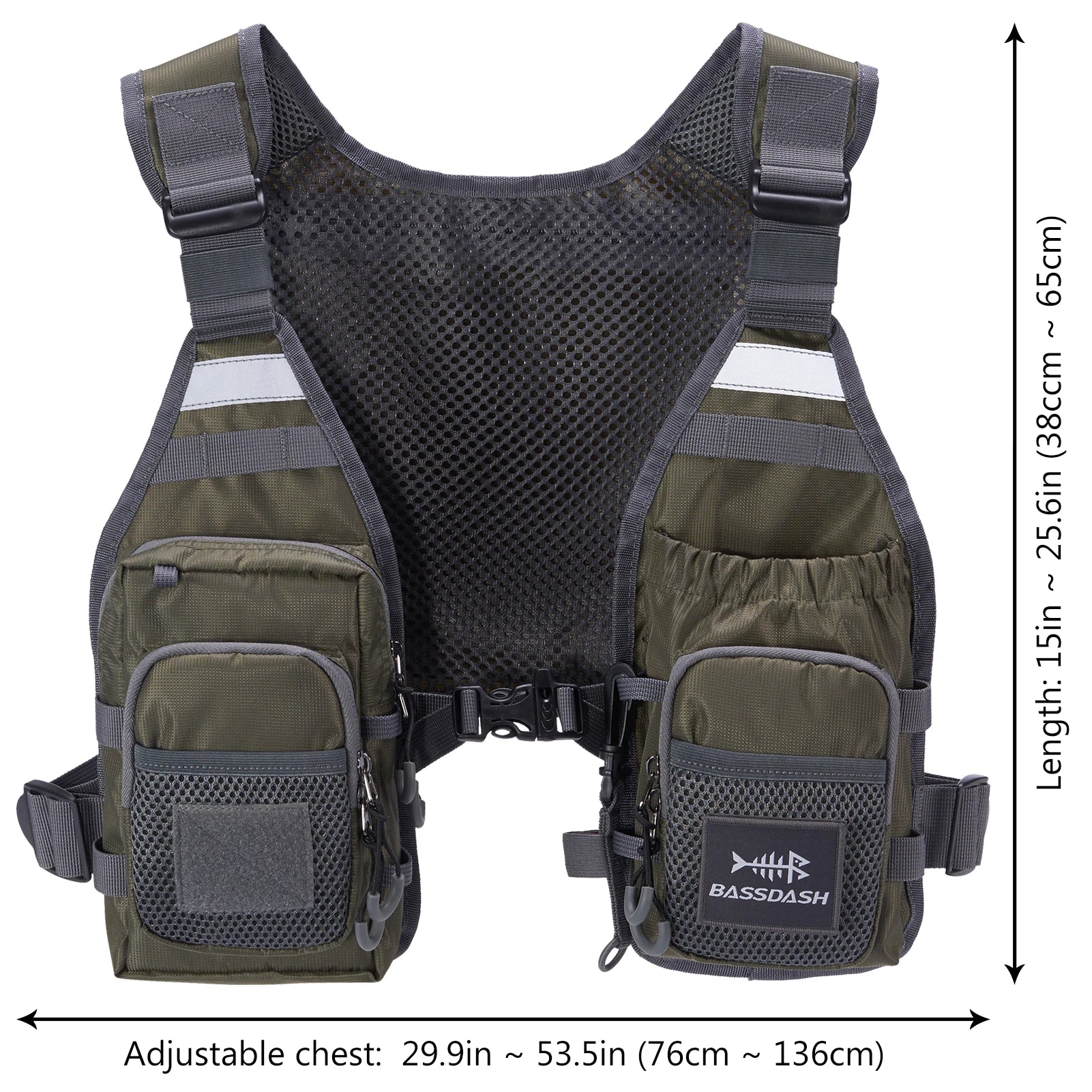 BASSDASH FV08 Ultra Lightweight Backcountry Survival Fly Fishing Vest Portable Chest Pack Adjustable Outdoor Gear