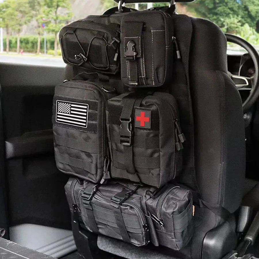 Multifunction Car or Aircraft Back Seat Organiser 600D Tactical Hanging Storage Bag 55x37cm