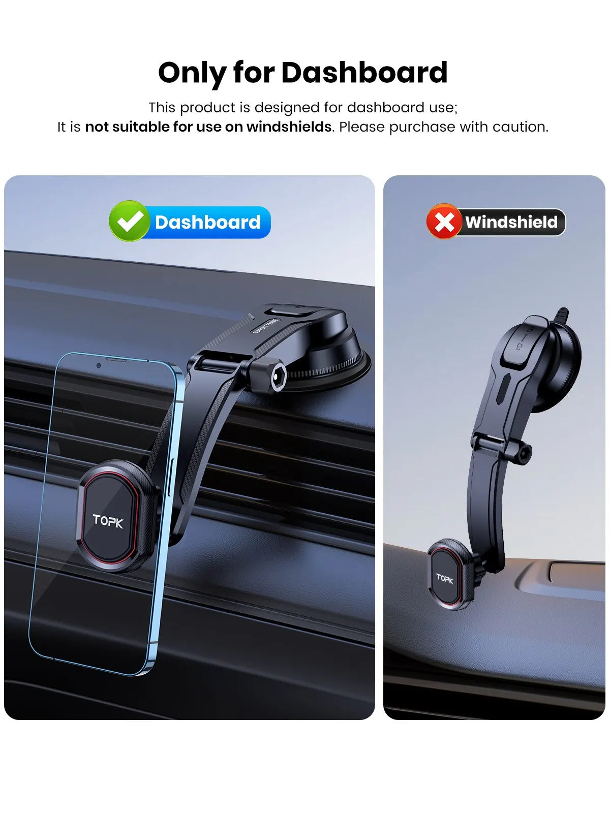 Gravity Car Phone Holder Dashboard Windshield and Air Vent Mount for iPhone Samsung and Android