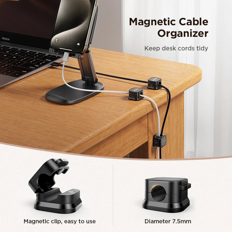 JOYROOM Magnetic Cable Clips Adjustable Cord Holder Under Desk Wire Organiser Management