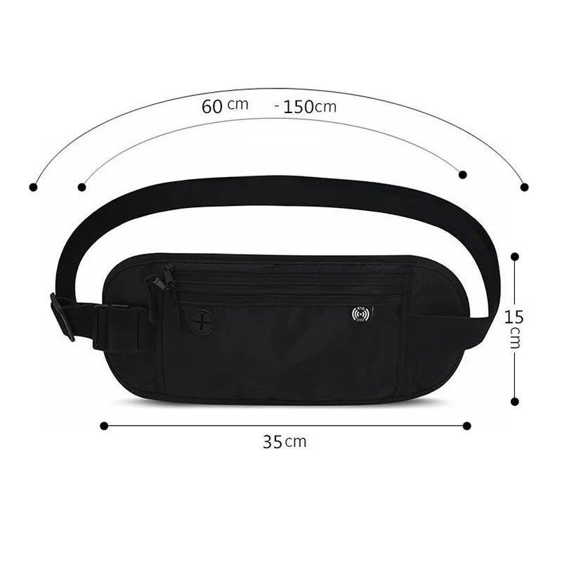 RFID Blocking Waterproof Travel Money Belt Waist Pack