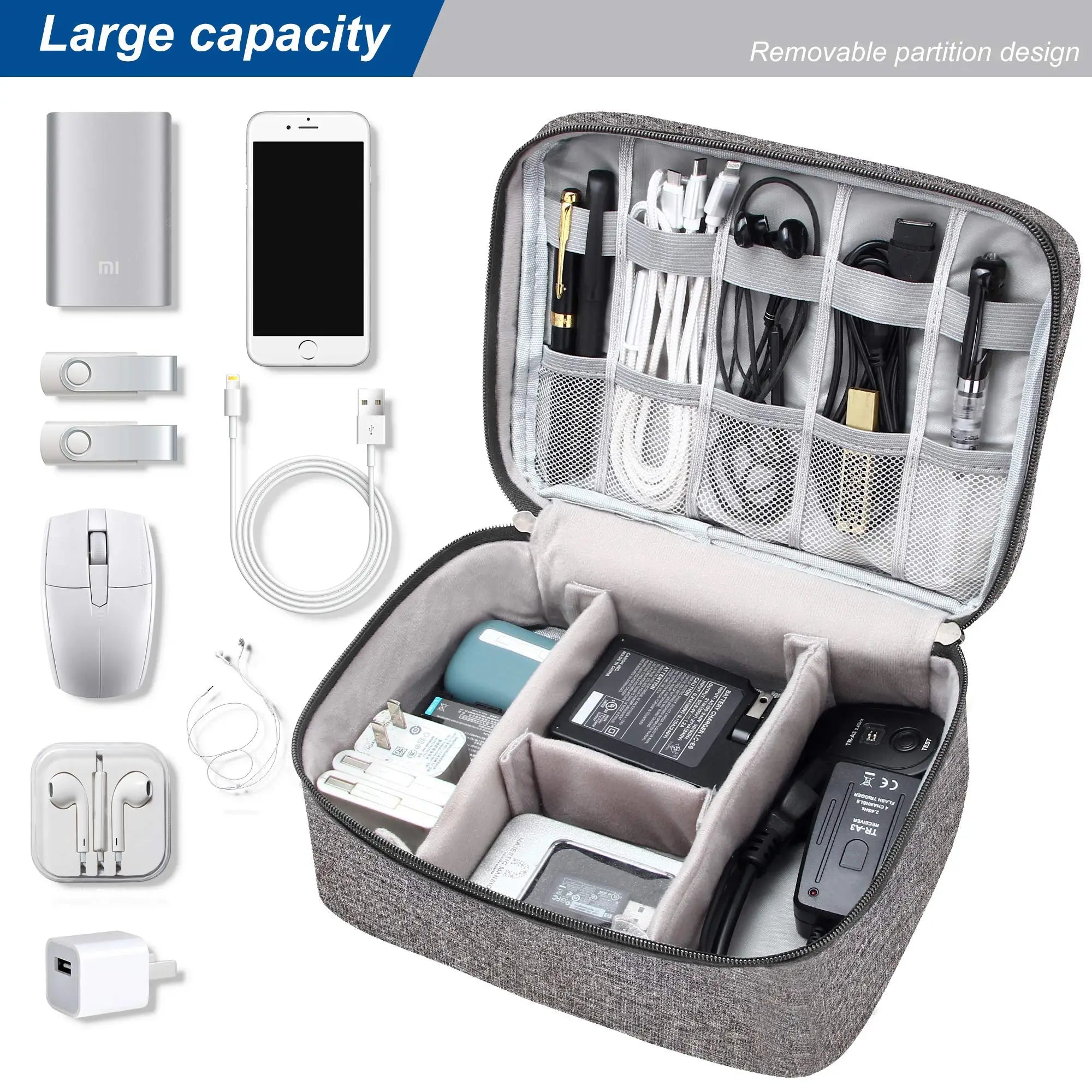 Travel Cable Organiser Bag, Portable Digital Storage Pouch for Gadgets and Electronic Devices
