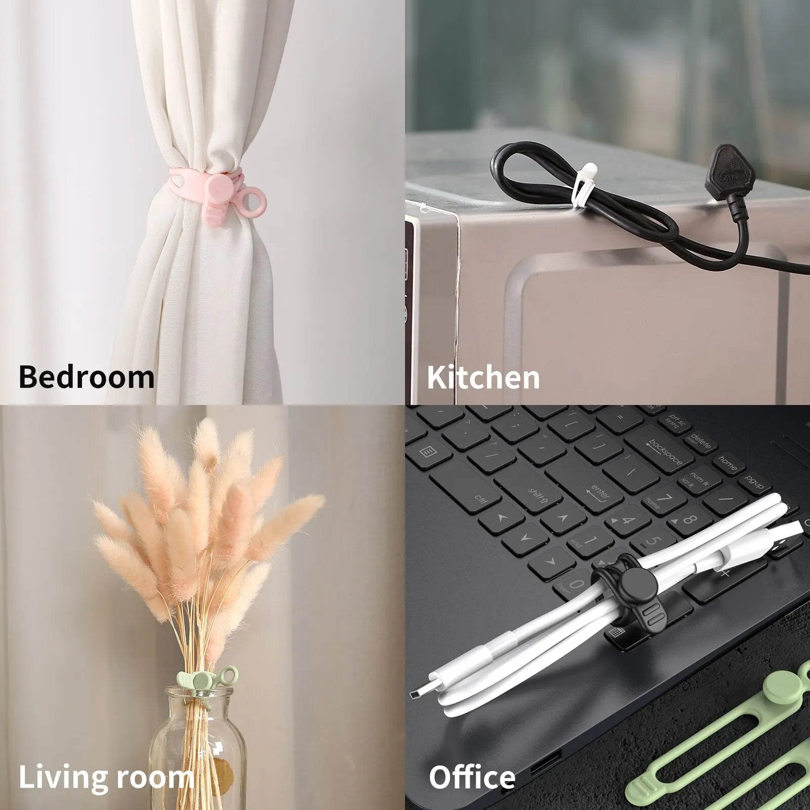 Silicone Cable Ties Reusable Cord Cable Organizer Travel Straps