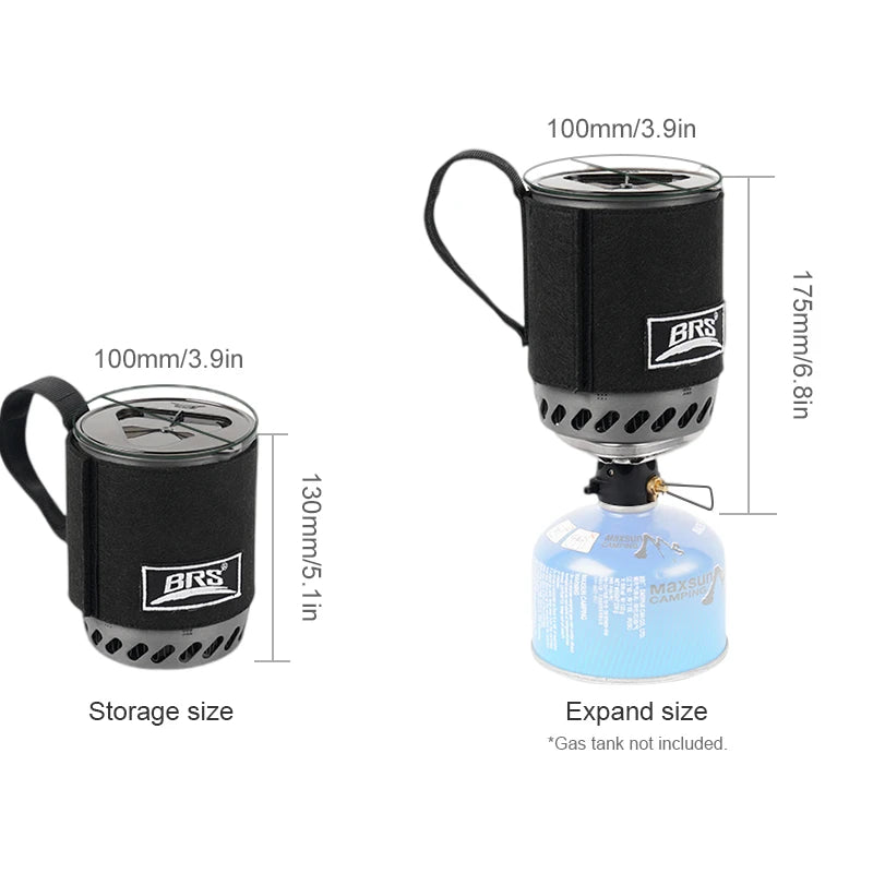 BRS 61 Integrated Heat Collecting Camping Stove Ultralight Hiking Gas Burner System