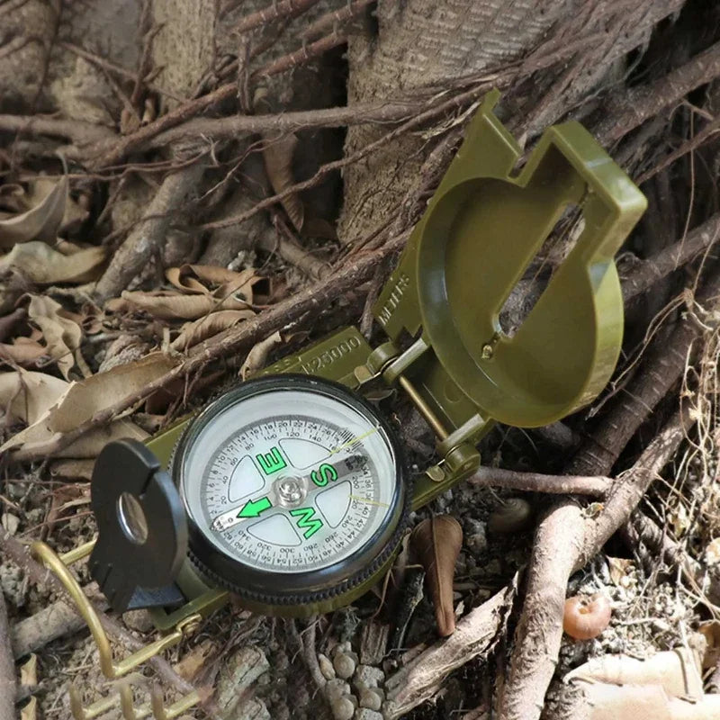 Aluminium Alloy Military Lensatic Compass Folding Camping Hiking Navigation, Portable High Precision
