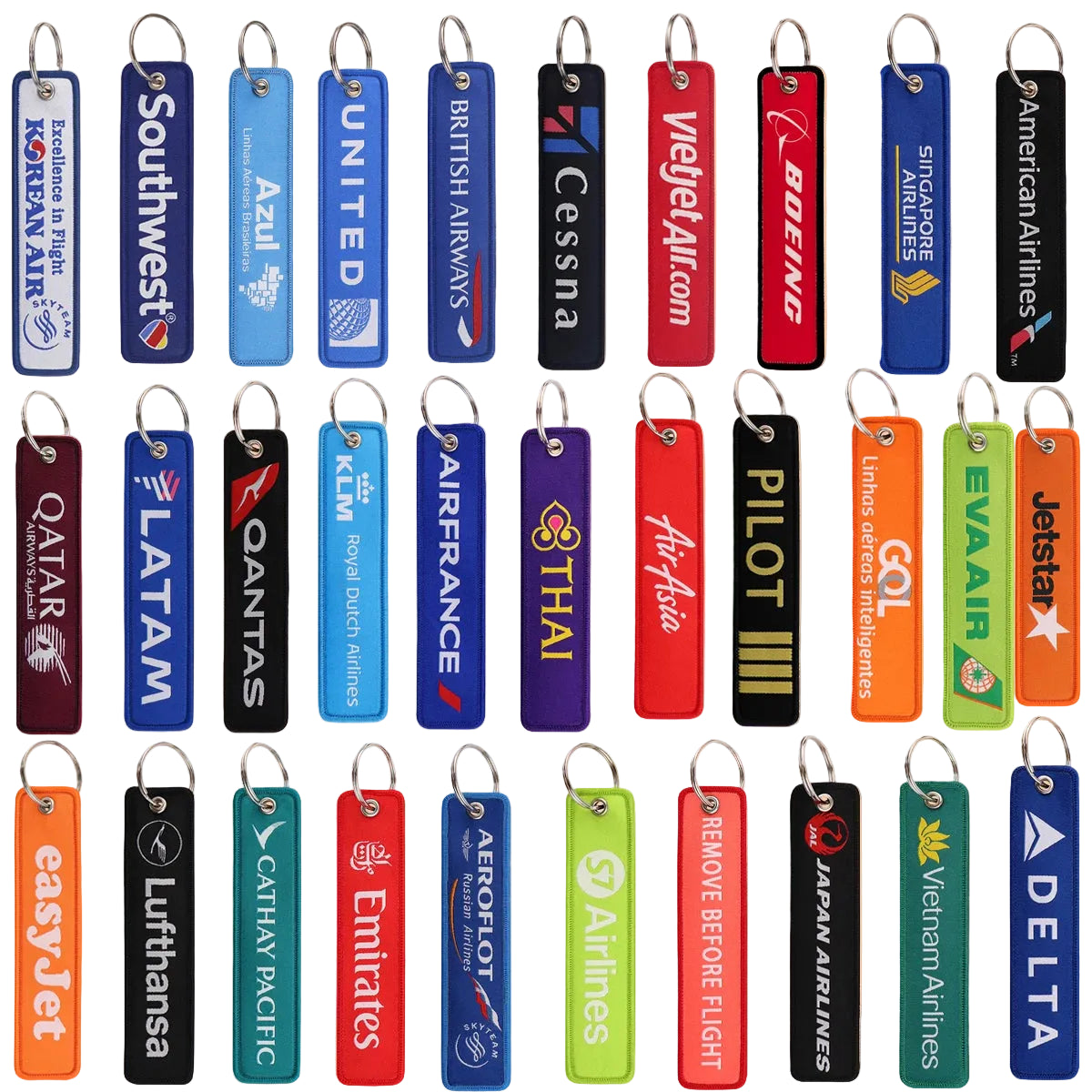 Aviation Embroidered Key Tag Keychain for Motorcycles Cars Backpacks Stylish Metal Gift Accessory