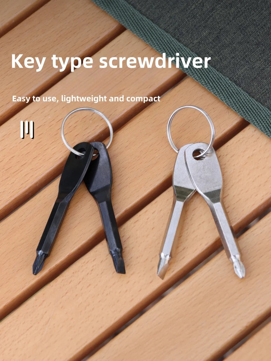 Portable Multifunction Screwdriver Keyring EDC Flat Cross Pocket Tool for Outdoor Travel