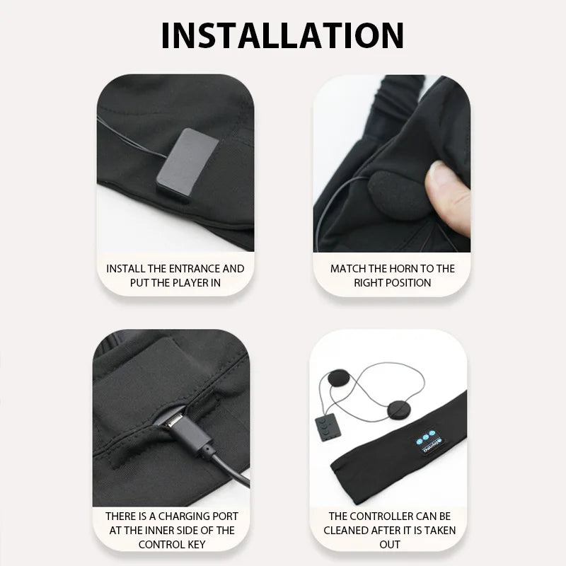 Wireless Bluetooth Sleep Headband Headphones Sports Music Eye Mask HD Stereo Sound