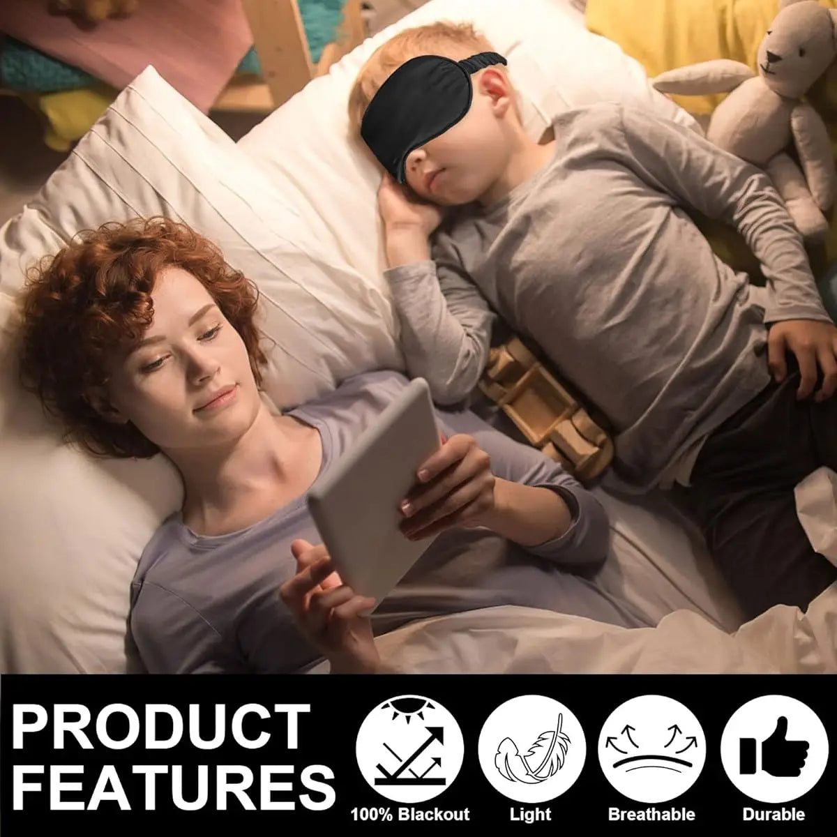 Silk Sleep Mask 2 Pack Blackout Eye Mask with Adjustable Strap for Light Blocking Night Rest