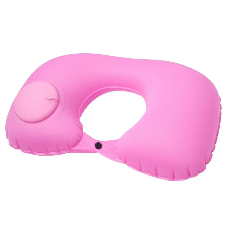 MYSTYBLOOM Inflatable U Shape Neck Travel Pillow Folding Airplane Train Car Headrest
