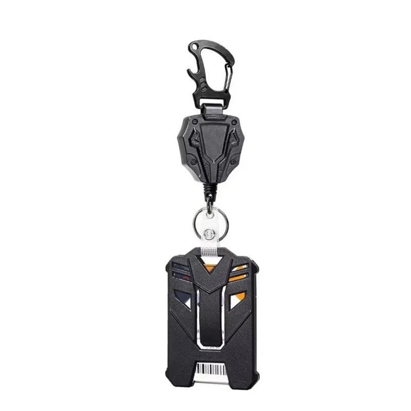 Retractable Heavy Duty Carabiner Keychain Steel Wire Pull Reel Ring