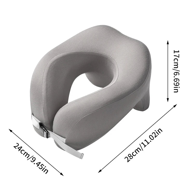 U-Shape Memory Foam Travel Pillow Neck Support Cushion for Airplane Flight Office Nap Rest