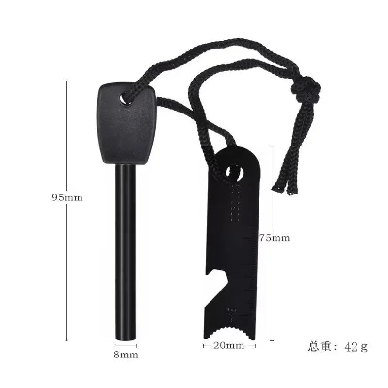 Outdoor Flint Fire Starter Waterproof Magnesium Rod Survival Tool with Wood Handle for Camping