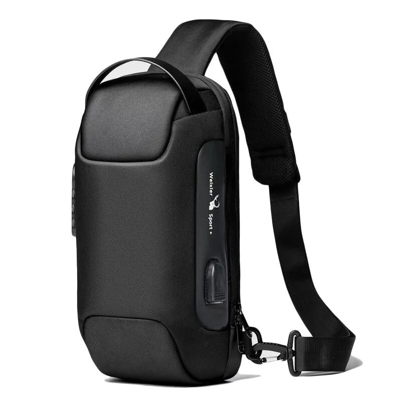 CLYINE USB Crossbody Bag Waterproof Anti Theft Oxford Chest Pack