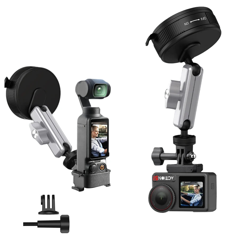 FLYMILE Action Camera Suction Cup Mount Glass Holder for DJI GoPro Insta360 Cameras