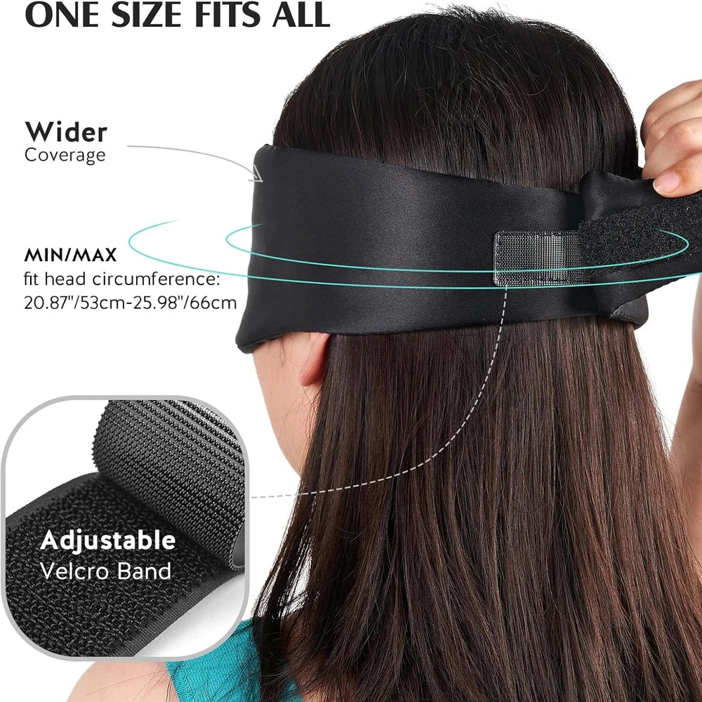 100% Mulberry Silk Sleep Mask Soft Padded Blackout Eyemask Travel Sleeping Aid Light Blocking