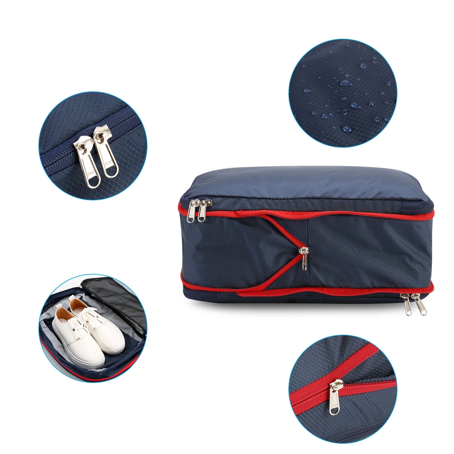 Compression Packing Cubes Double Layer Waterproof Travel Clothes Storage Organizer Bags Set