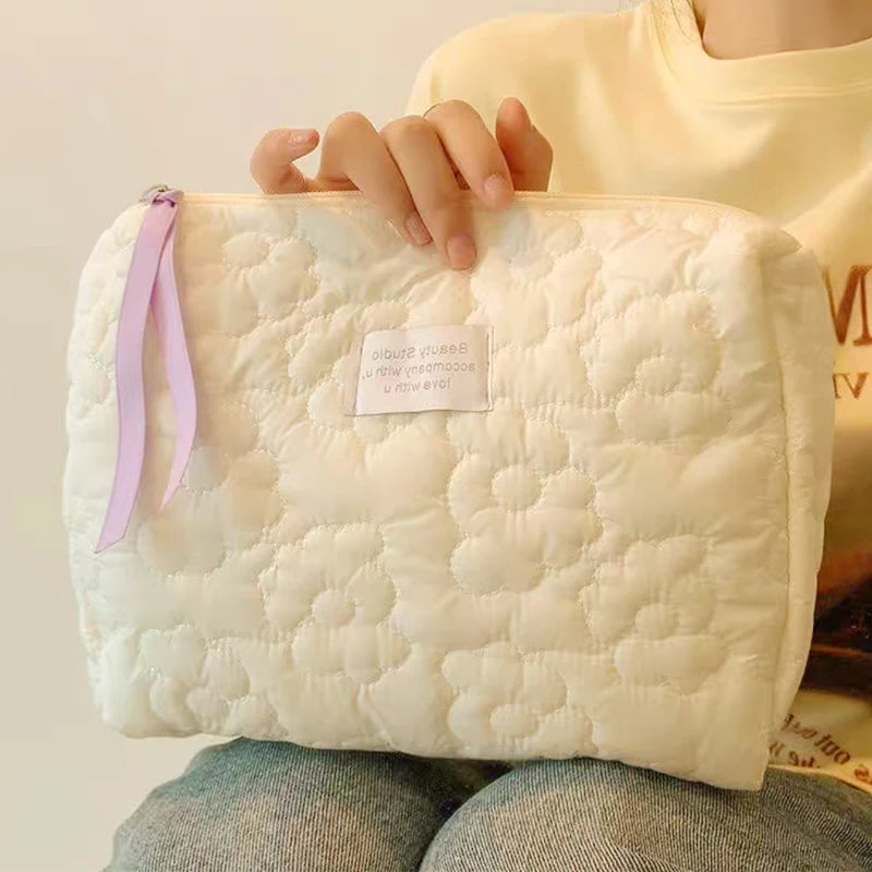 Portable Flower Pattern Cosmetic Bag Large Capacity Travel Makeup Wash Pouch Waterproof Organizer