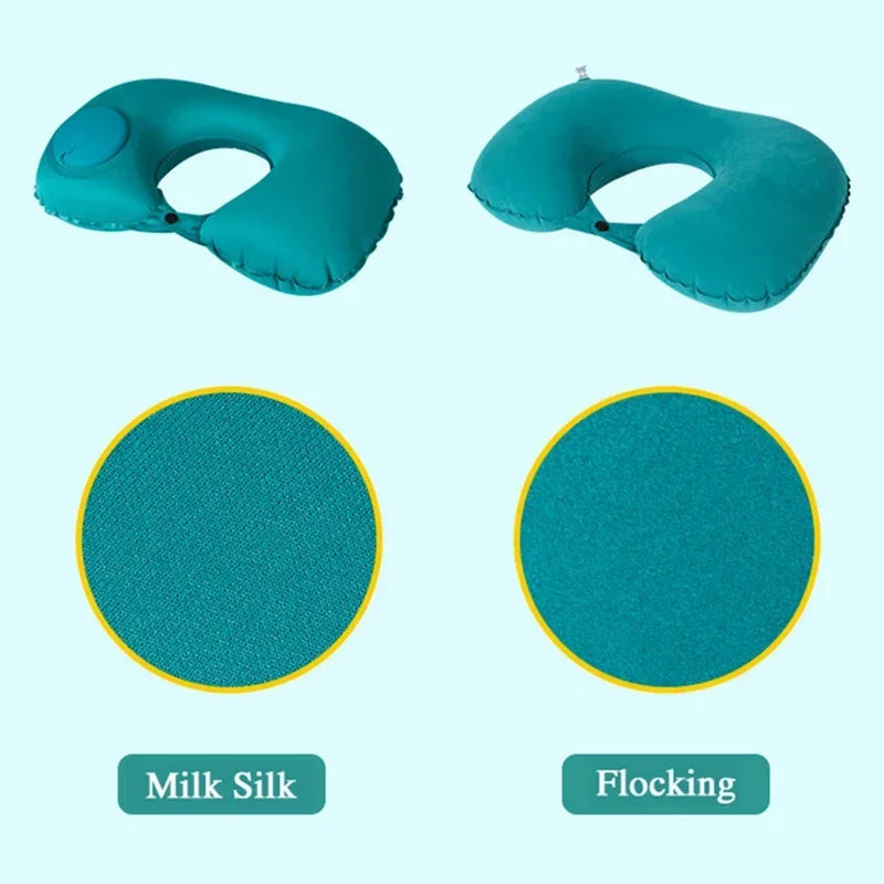 MYSTYBLOOM Inflatable U Shape Neck Travel Pillow Folding Airplane Train Car Headrest