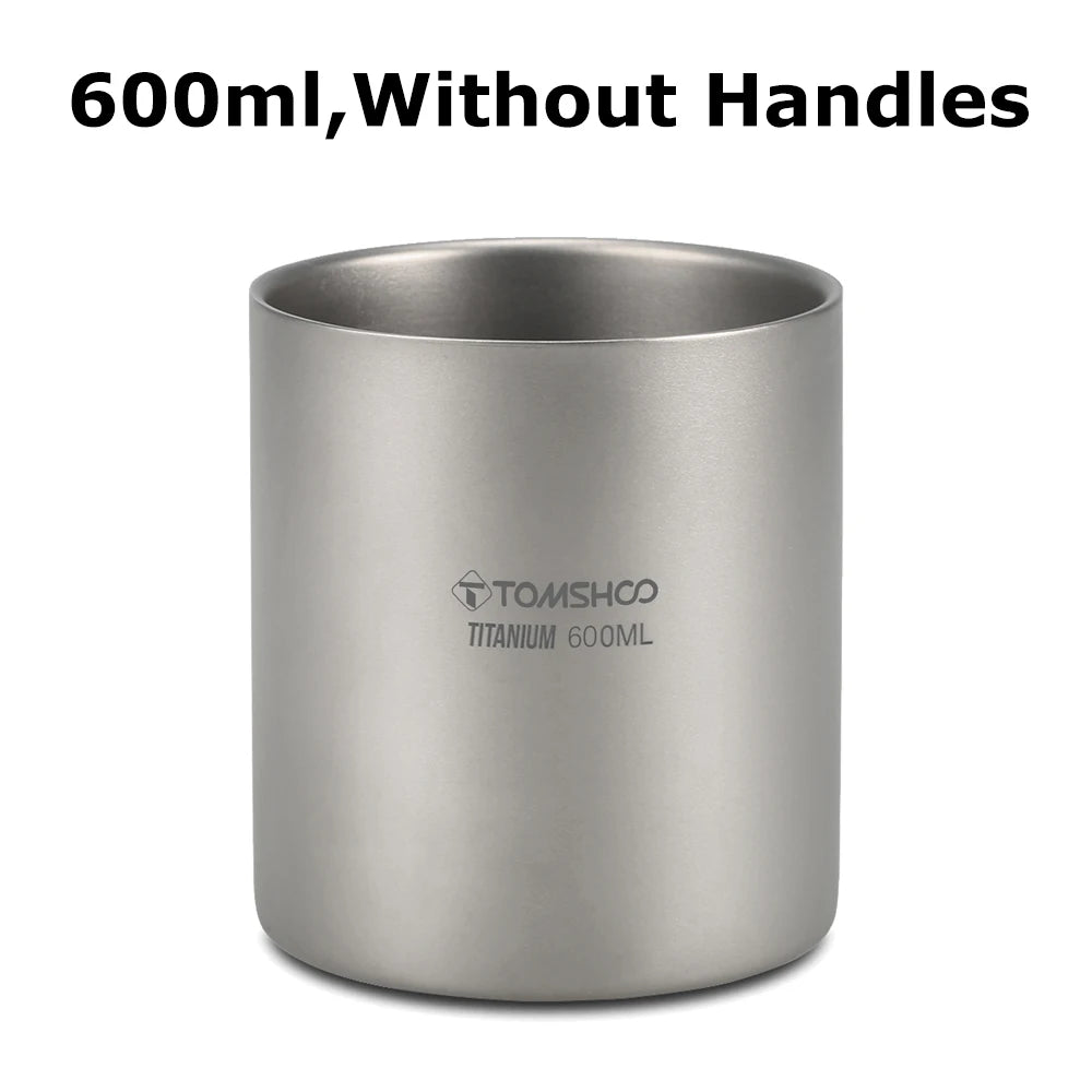 Titanium Double Layer Camping Mug 220-600ml Outdoor Coffee Tea Cup