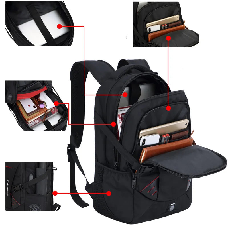 Anti Theft Laptop Backpack 17 Inch Waterproof USB Charging Business Travel Backpack with Air Cushion