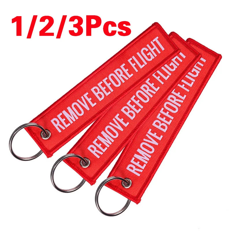 Remove Before Flight Woven Keychain Red Aviation Luggage Tag Gift