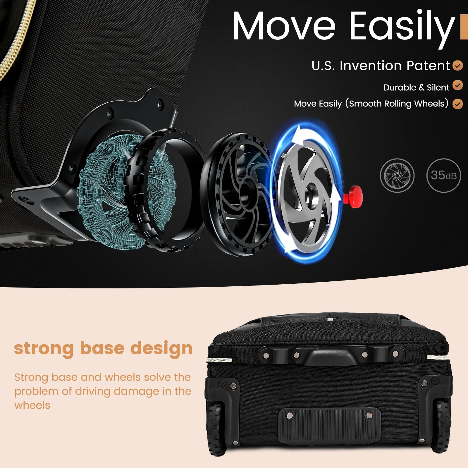 Rolling Briefcase 18 Inch Waterproof Laptop Case with Wheels for Business Travel and Work