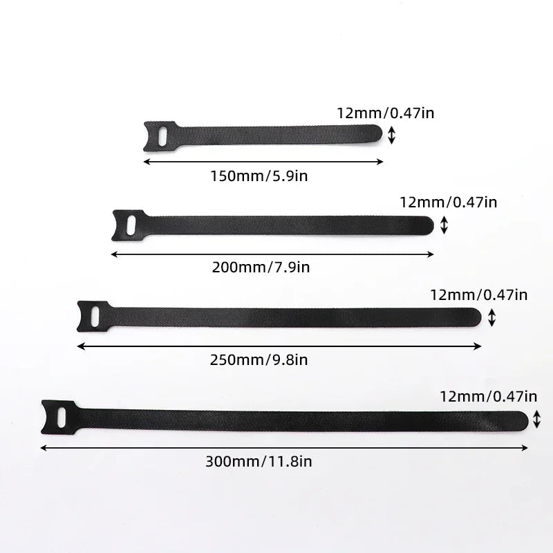 Releasable Nylon Cable Ties 15-30cm Hook Loop Straps