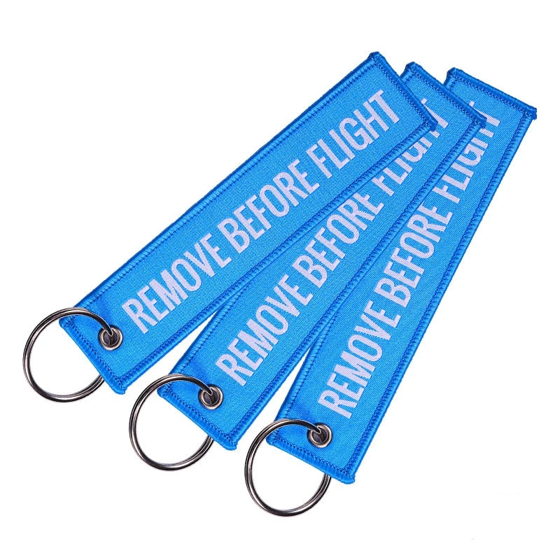 Remove Before Flight Woven Keychain Red Aviation Luggage Tag Gift