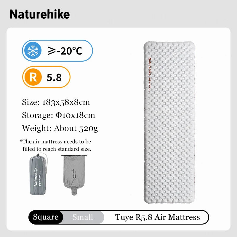 Inflatable Camping Sleeping Mat R Value 5.8 Lightweight Air Mattress Outdoor Hiking Pad Gear