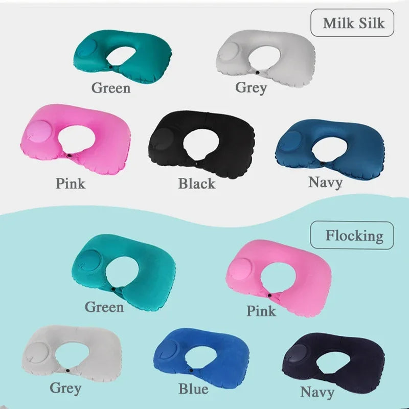 MYSTYBLOOM Inflatable U Shape Neck Travel Pillow Folding Airplane Train Car Headrest