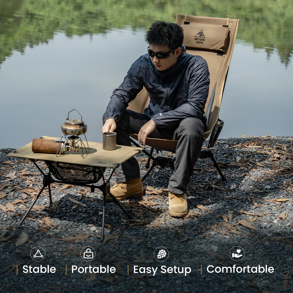 Oversized Folding Camping Chair 170kg Capacity Lightweight Portable Chair for Hiking Fishing Picnic