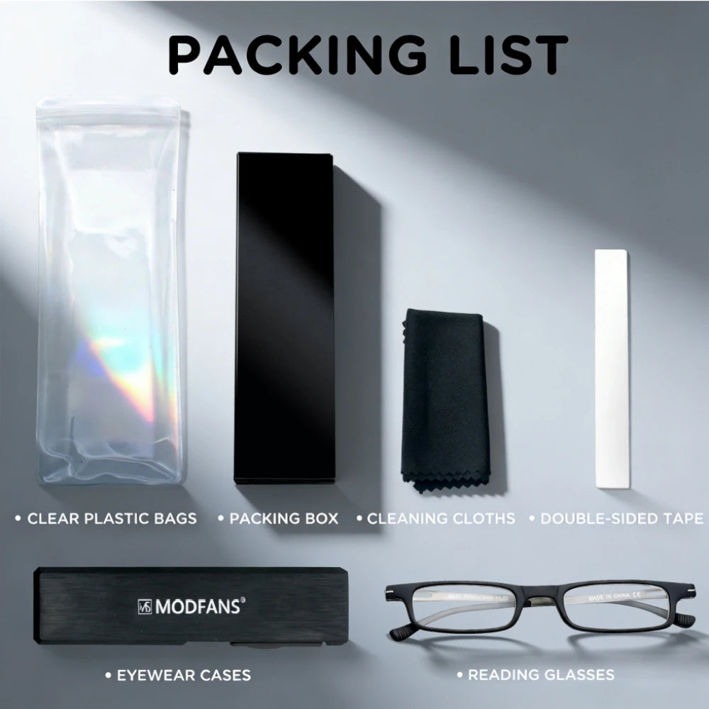 MODFANS Ultra Thin Folding Reading Glasses TR90 Blue Light Anti UV Portable