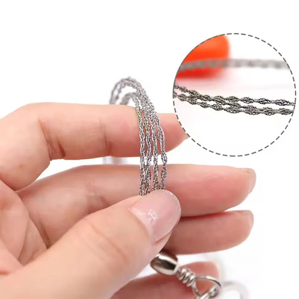 SKEYO Stainless Steel Survival Rope Saw 65cm Portable Spiral Wire Pocket Tree Saw Tool for Camping