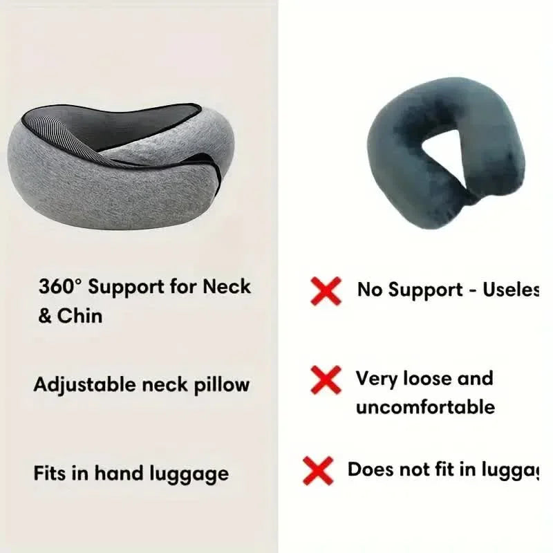 OKAYSO Memory Foam Neck Pillow U Shaped Travel Pillow Adjustable Ergonomic Support for Plane and Car