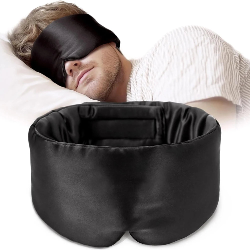 100% Mulberry Silk Sleep Mask Soft Padded Blackout Eyemask Travel Sleeping Aid Light Blocking