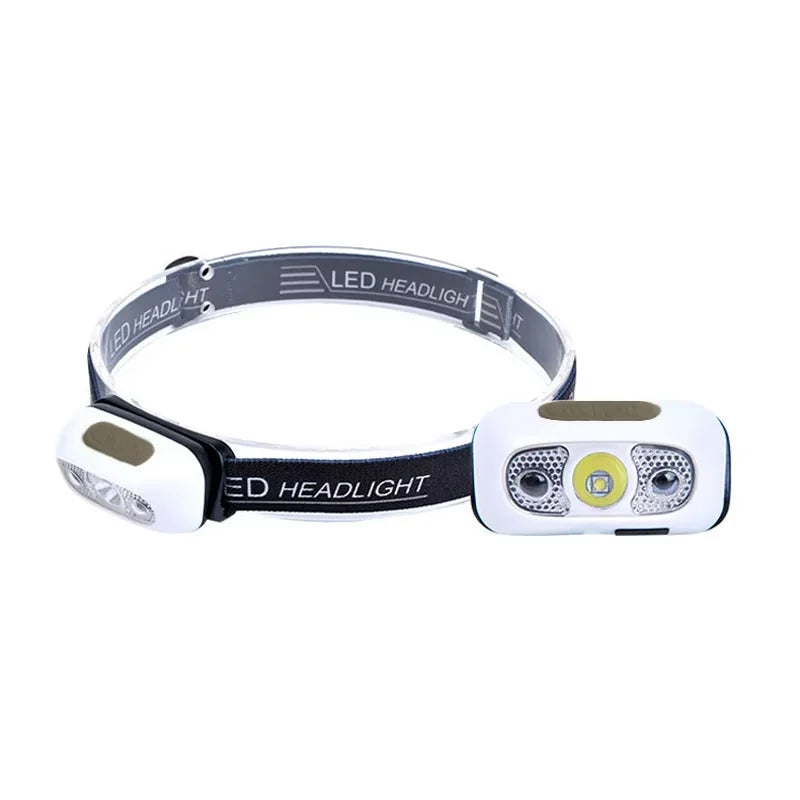 Mini LED Sensor Headlamp USB Rechargeable Super Bright Adjustable Angle Torch Headlight