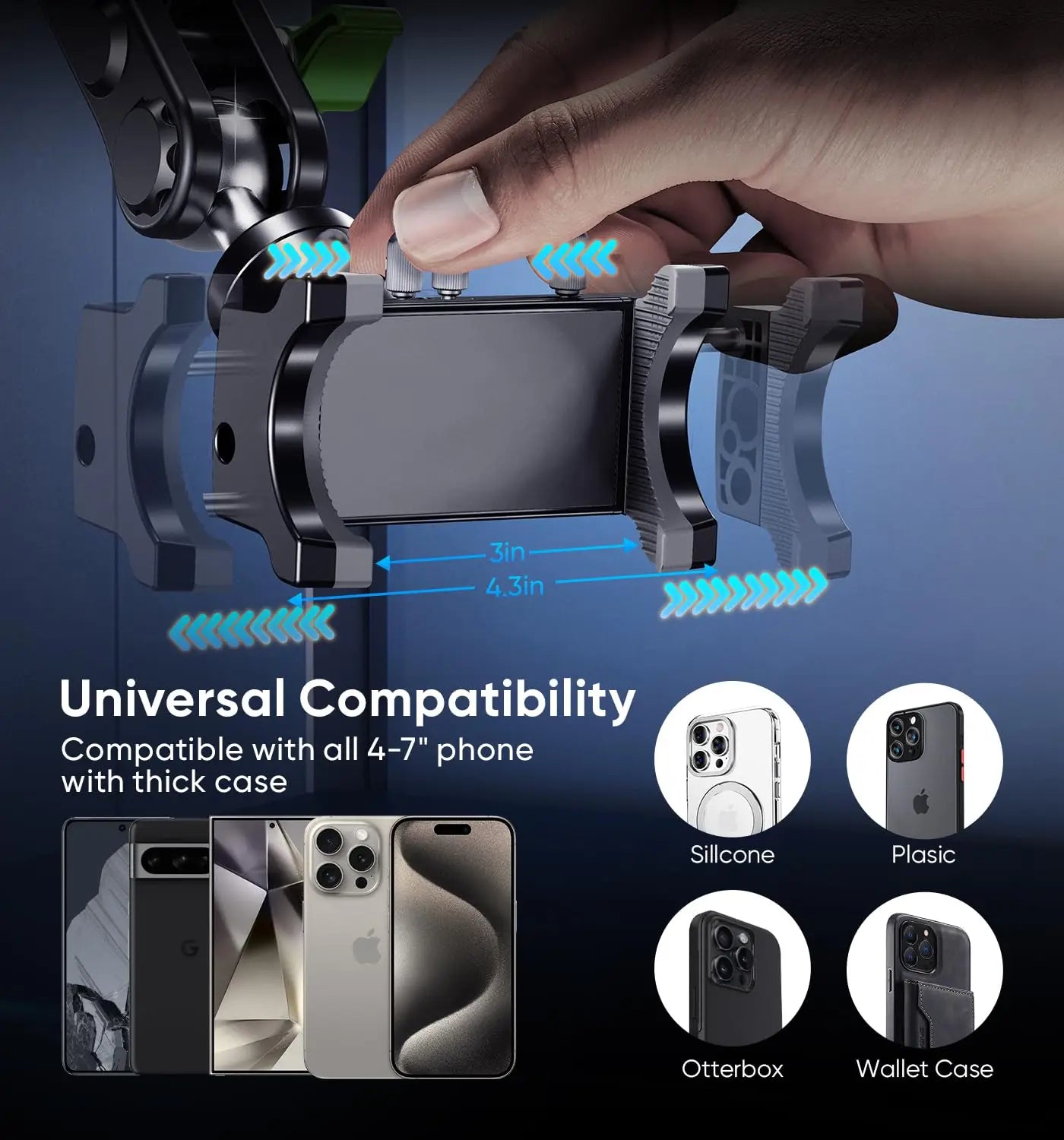 Universal Metal Car Phone Mount 360° Rotating Suction Cup Windshield Dashboard Holder