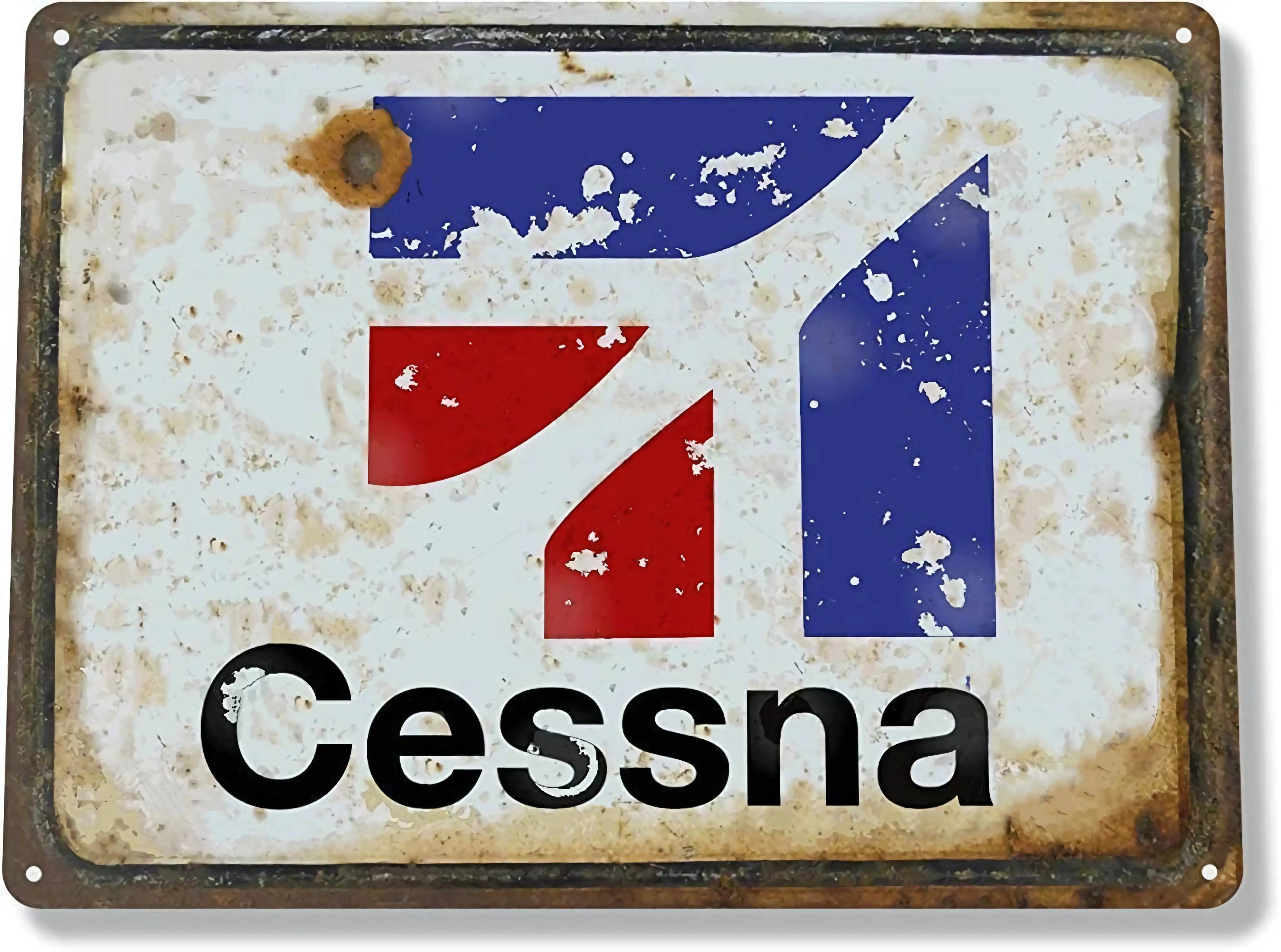 Cessna Aviation Hangar Retro Metal Tin Sign Vintage Airplane Wall Decor