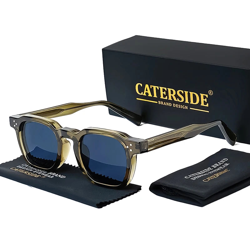 CATERSIDE Retro Punk Square Sunglasses UV400 Small Frame