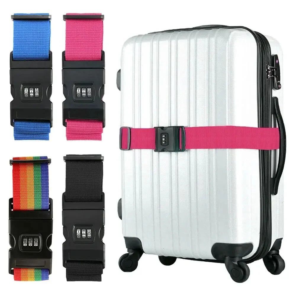 Adjustable Luggage Strap with Combination Lock, Travel Suitcase Safety Belt 2m, Baggage Belt