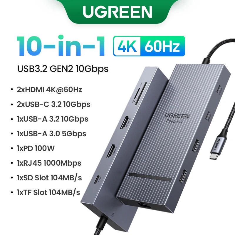 12 in 1 USB C Hub Docking Station 4K HDMI DP 100W PD RJ45 SD for MacBook Dell HP Laptop Docking