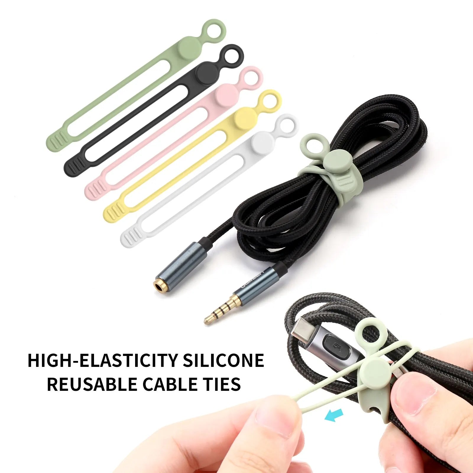 Silicone Cable Ties Reusable Cord Cable Organizer Travel Straps