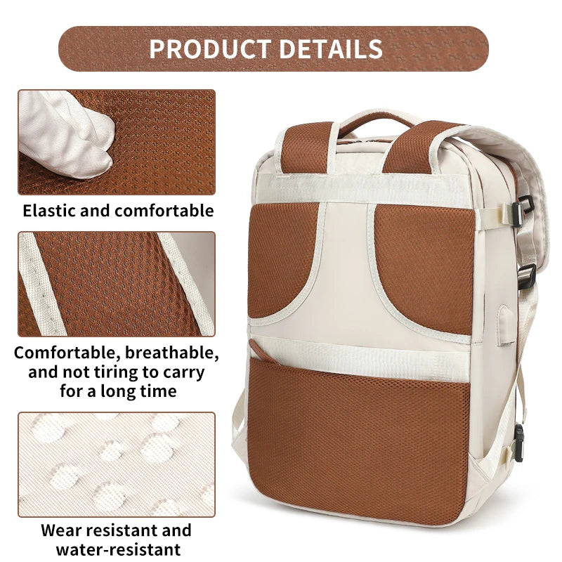 Travel Backpack 40x20x30 Cabin Size Waterproof Expandable Laptop Backpack with USB Port