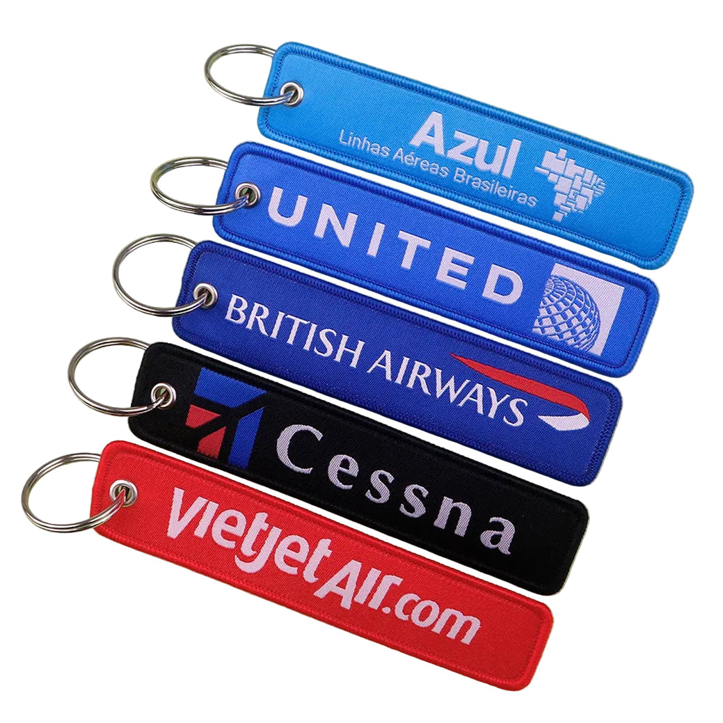 Aviation Embroidered Key Tag Keychain for Motorcycles Cars Backpacks Stylish Metal Gift Accessory