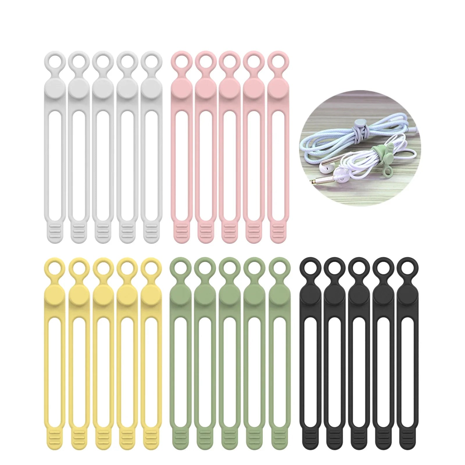 Silicone Cable Ties Reusable Cord Cable Organizer Travel Straps