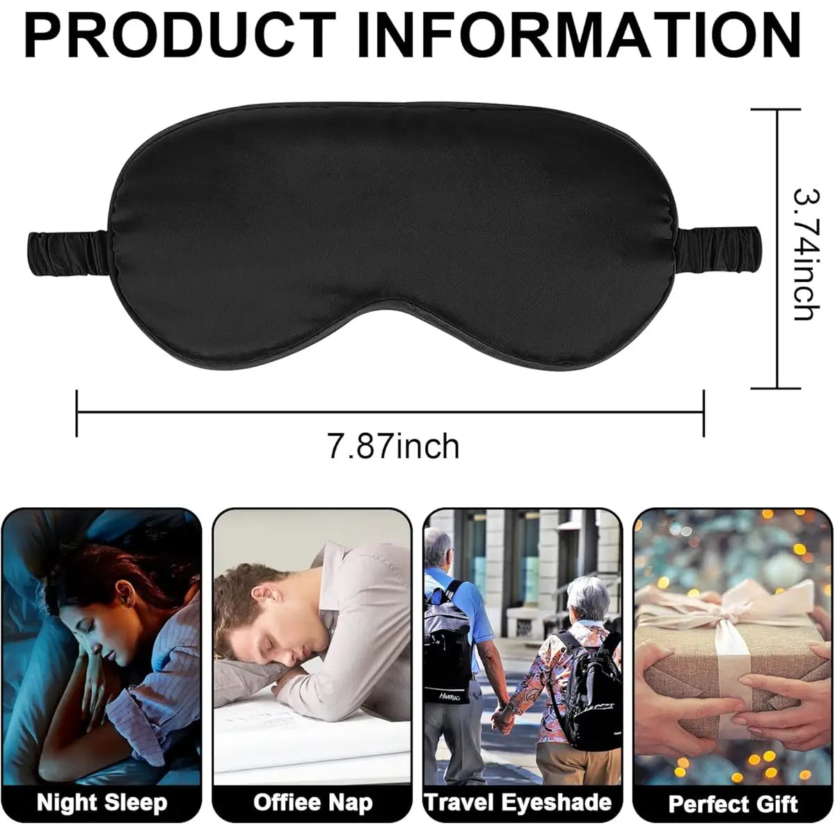 Silk Sleep Mask 2 Pack Blackout Eye Mask with Adjustable Strap for Light Blocking Night Rest