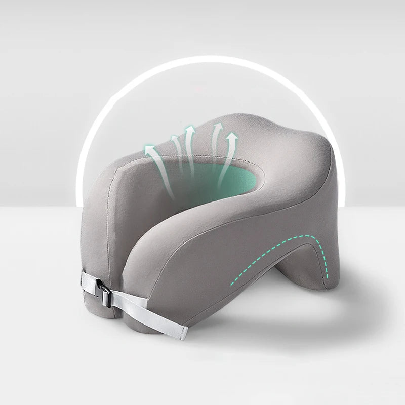 U-Shape Memory Foam Travel Pillow Neck Support Cushion for Airplane Flight Office Nap Rest