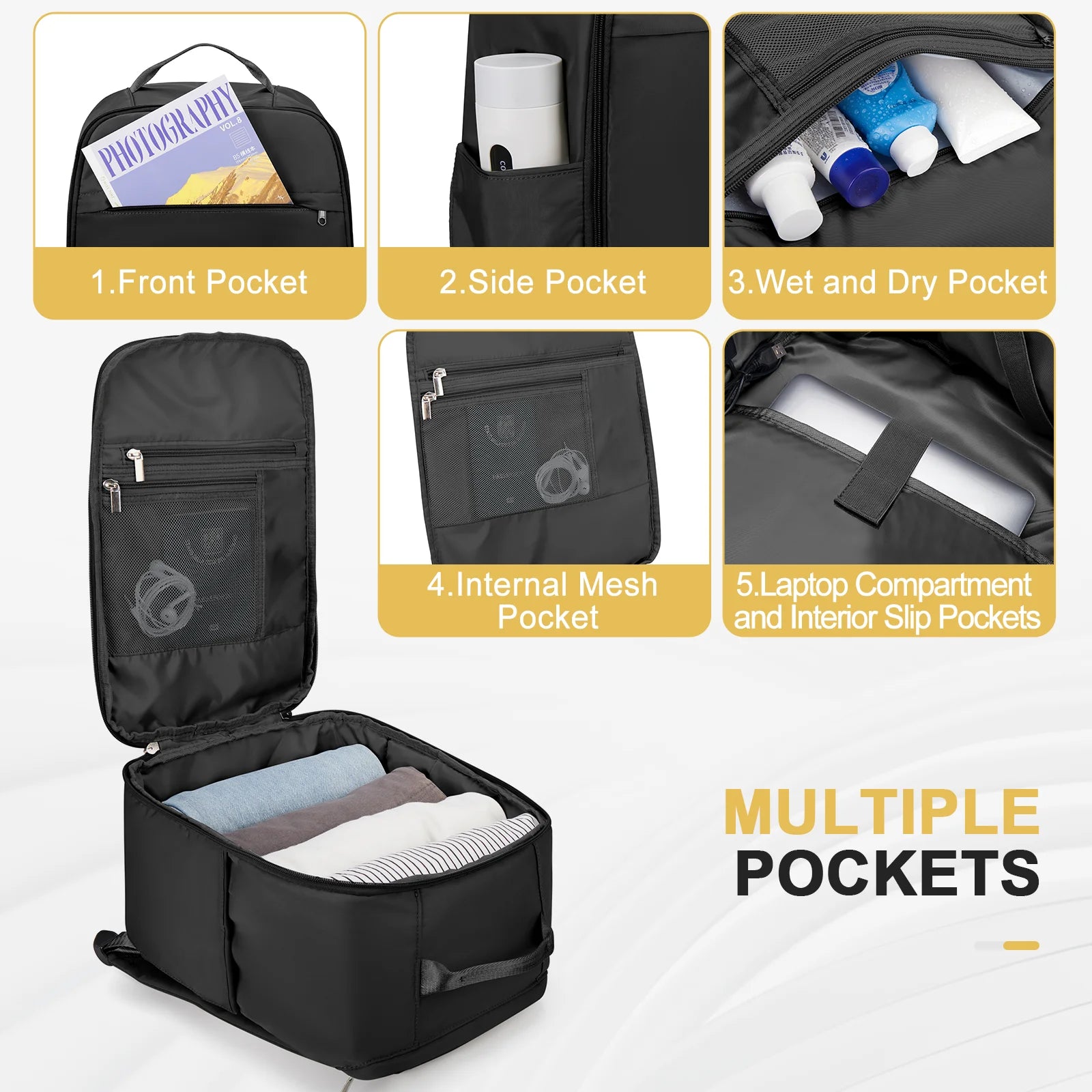 FEWCHOR 40x20x25 Cabin Backpack Airline Travel Laptop Bag Unisex